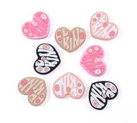 Spritewelry 8Pcs Heart Silicone Beads Sweet Love Silicone Focal Beads 26mm Pink Heart Rubber Beads with Flower Beaded Pen Beads for Bracelet Keychain Jewelry Making DIY Craft 4 Colors