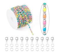 Spritewelry 9.84feet/3m Stainless Steel Link Chains Colorful Enamel Bead Chain with Claw Clasps & Jump Rings Thin Dainty Chain Necklace for Necklace Choker Bracelet DIY Jewelry Making