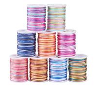 Spritewelry 9 Rolls Crafts Nylon Satin Cord 0.8mm Rainbow Braided Cord String for Bracelet Making Colorful Segment Dyed Polyester Thread for Beading Crafts Stitching Bookbinding (Rainbow-9 rolls)