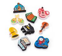 Spritewelry 9Pcs Musical Instruments Silicone Beads Cartoon Piano Guitar Trumpet Silicone Focal Beads Microphone Kandi Rubber Loose Spacer Beads for Jewelry Making DIY Craft