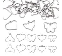 Spritewelry Alloy Open Back Bezel Pendants Golden Hollow Frame Charms Star Flower Heart Teardrop Resin Frame Charm for DIY UV Resin Pressed Flower Jewelry Making, M, Metal, No Gemstone