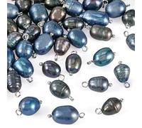 Spritewelry Freshwater Pearl Charms for Bracelet Natural Cultured Black Fresh Water Pearl Earring Dangle Pendants with Brass Findings for Jewelry Making Necklace DIY Craft