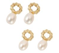 Spritewelry Freshwater Pearl Charms for Jewelry Making Natural Cultured White Fresh Water Pearl Earring Dangle Pendants with Brass Findings for Bracelet Necklace DIY Craft, Non-Precious Metal, No