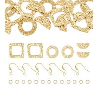 Spritewelry Geometry Earring Making Kit Include 18Pcs Ring Rhombus Half Round Alloy Connector Charms Dangle Pendants with Jump Ring Earring Hooks