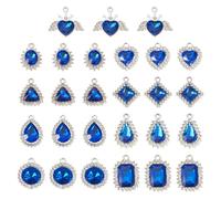 Spritewelry Glass Birthstone Charms Round Teardrop Heart Leaf Rhinestone Charm Golden Vintage Faceted Crystal Waterdrop Charms for Jewelry Making Bracelet Necklace Earring, S, Rhinestone, No Gemstone