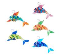 Spritewelry Glass Dolphin Charms 5 Pcs Handmade Lampwork Colorful Dolphin Pendants Ocean Fish Dangle Charms for DIY Necklace Earring Key Chain Jewelry Making