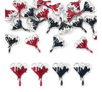 Spritewelry Heart Alloy Enamel Pendants Silver Melting Heart Charms Sweet Love Valentine Charms for Jewelry Making Bracelets Necklace Earrings, Non-Precious Metal, No Gemstone