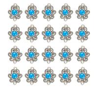 Spritewelry Imitation Turquoise Connector Charms, Deep Sky Blue, Antique Silver, Flower, 21x17mm, Hole: 2mm