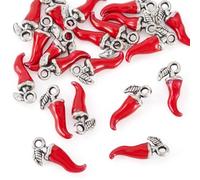 Spritewelry Mini Peppers Chili Pepper Charms Mini Hot Pepper Dangle Charms Enamel Italian Horn Cornicello Pendants for Bracelet Earring Necklace Keychain DIY Craft, Non-Precious Metal, No Gemstone