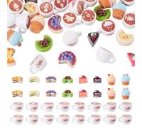Spritewelry Resin Coffee Charms 3D Cute Coffie & Fruit Cake Mini Tiny Coffee Cappuccino Cabochons for Jewelry Making DIY Necklace Earring Bracelet Keychain Craft