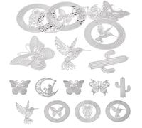 Spritewelry Stainless Steel Charms for Jewelry Making Silver Filigree Butterfly Heart Connector Charms Metal Moon Owl Hollow Crafts Pendants Charm for DIY Decoration Catchers Crafts, S, Non-Precious