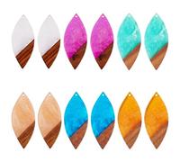 Spritewelry Wooden Resin Charms DIY Earrings Charms Geometric Wooden Boho Charms Mixed Shapes Wooden Pieces Charms Teardrop Triangle Round Circle Rhombus Wooden Pendants for Jewelry Making, L, Resin