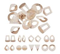 Spritewelry Wooden Resin Charms DIY Earrings Charms Geometric Wooden Boho Charms Mixed Shapes Wooden Pieces Charms Teardrop Triangle Round Circle Rhombus Wooden Pendants for Jewelry Making, Resin, No