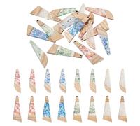Spritewelry Wooden Resin Charms DIY Earrings Charms Geometric Wooden Boho Charms Mixed Shapes Wooden Pieces Charms Teardrop Triangle Round Circle Rhombus Wooden Pendants for Jewelry Making, Resin, No