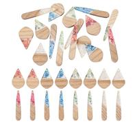 Spritewelry Wooden Resin Charms DIY Earrings Charms Geometric Wooden Boho Charms Mixed Shapes Wooden Pieces Charms Teardrop Triangle Round Circle Rhombus Wooden Pendants for Jewelry Making, Resin, No