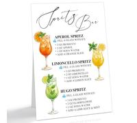 Spritz Bar Sign, 8 x 11 Inch Aperol Hugo Limoncello Spritz Cocktail Recipe Drink Station Welcome Sign for Bridal Shower, Baby Shower, Graduation, Birthday, Rehearsal Dinner, Wedding Decorations