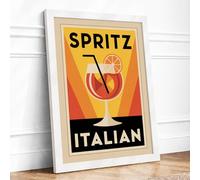 Spritz Italian Aperitif Art Deco Framed Wall Art Print A2 (59.4×42cm) White, Wall Decor for Living Room, Bedroom, Office & Home, Ready to Hang, Art Gift