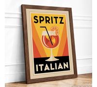 Spritz Italian Aperitif Art Deco Framed Wall Art Print A2 Walnut
