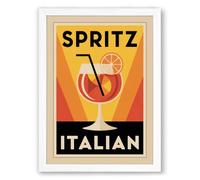 Spritz Italian Aperitif Art Deco Framed Wall Art Print A4 (29.7×21cm) White, Wall Decor for Living Room, Bedroom, Office & Home, Ready to Hang, Art Gift