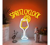 Spritz O'clock Neon Light Sign for Wall Art Decor,Cocktail LED Light for Home Bar Bedroom Club Party Pub Man Cave,Spritz Bar Colourful Dimmable Neon Sign Gift for Men Women USB Powered（13"*13"）