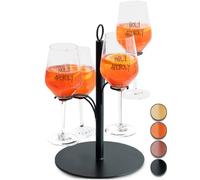 SpritzUpYourLife Drinks Tower, Serving Tree for Cocktails, Aperol Tower for 4 Glasses - Birthday Gift for Women, Aperol Gift, Mother's Day Gift (Black)