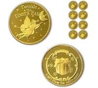 SPRMUD 8 PCS Tooth Fairy Coin for Lost Tooth Kids - NO Fading | Valuable Collection Experience | Novelty Gift Golden Coin | Tooth Fairy Exchange Coin | Reward Commemorative Coins (8 PCS)