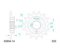 Sprocket AFAM Steel P520 - Z14 (DIS.52604) ducati 600 Supersport 95/97