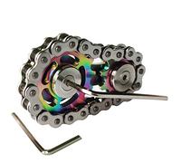 Sprocket Fidgets Chain Stainless Steel Fidget Cube Gears Linkage Bike Chain Novelty Fidget Block Kinetic Desk Toy Metal EDC Focus Meditation Break Bad Habits ADHD (Colorful)