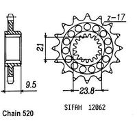 Sprocket TT Honda - 520 - 14 Teeth - Similar to JTF284 - Made in Germany