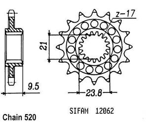Sprocket TT Honda - 520 - 14 Teeth - Similar to JTF284 - Made in Germany