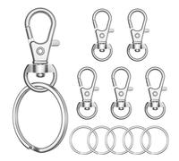 sprookber 100pcs Metal Lobster Claw Clasp with Key Ring, Keychain Rings for Crafts, Key Jewelry DIY Crafts, Lanyard Clips snap Hook, Swivel Clasps Clip