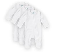 Sproot Baby | Premium Organic Cotton Sleepsuits | 3 Pack, Newborn - 24 Months | Unisex Baby Nightwear with 2-Way Zip & Mittens | Soft Baby & Toddler Pajamas for Easy Changing in White
