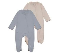 Sproot Baby - Unisex Long Sleepsuit - Pack of 2 - Ocean and Sand - Crafted from 100% Organic GOTS Cotton - with Two-Way Zip and Mittens (0-3 Months)