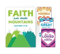 Sproutbrite Kids Ministry Bible Quotes for Sunday School Lessons Posters Educational Poster for Classroom - Classroom Decor Decorations Wall Chart for Elementary, Middle School