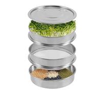 Sprouter Maker Stainless Steel Sprout Breeder 7.8 Inch Stackable 3-Stage Mesh Germination Tray Round Sprout Breeder with 2 Grid Trays, 1 Base and 1 Lid