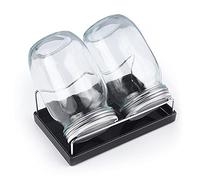 Sprouting Jar Kit-2 Wide Mouth Quart Mason Jars with 316 Stainless Steel Screen Sprout Lids,Melamine Tray,Stand and Canning Brush | Seed Sprouter Set for Growing Broccoli, Alfalfa, Mung Bean (Black)