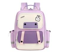 SproutSage Kids School Backpack with Spine Protection, Cute Rabbit Design, Lightweight Waterproof Polyester, Multiple Compartments, Side Pockets, Reflective Strips, for Ages 6-12 Years Boys and Girls