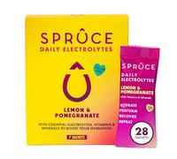 Spruce Daily Electrolytes - Zero Sugar Hydration Sachets with Potassium, Sodium, Magnesium, Vitamins & Minerals for Rehydration & Recovery - Lemon & Pomegranate - 28 Sachets