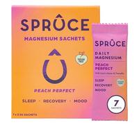 Spruce Daily Magnesium Sachets - Peach - 6-in-1 Zero Sugar Supplement Powder Sachet - 250mg Magnesium Glycinate, Vitamin B6, Lion's Mane & Zinc - Sleep, Mood and Recovery Drink - 28 Sachets