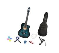 Spruce Top Acoustic Guitar, Folk Guitar for Travel Beginner, Blue