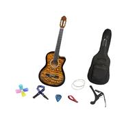 Spruce Top Acoustic Guitar, Folk Guitar for Travel Beginner, Bright Yellow
