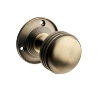 Sprung Ringed Mortice Door Knob - Antique Brass - Pair - Designer Levers