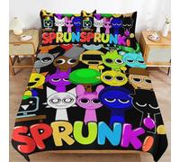 Sprunki 3-Piece Kids Bedding Set - Cartoon Duvet Cover with 2 Pillowcases for Boys & Girls, Soft Polyester, Easy Care (A,173 * 218cm) (B,203 * 228cmcm)