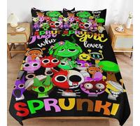 Sprunki 3-Piece Kids Bedding Set - Cartoon Duvet Cover with 2 Pillowcases for Boys & Girls, Soft Polyester, Easy Care (A,173 * 218cm) (F,228 * 228cm)