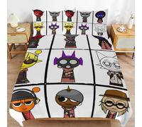 Sprunki 3-Piece Kids Bedding Set - Cartoon Duvet Cover with 2 Pillowcases for Boys & Girls, Soft Polyester, Easy Care (A,173 * 218cm) (G,203 * 228cmcm)