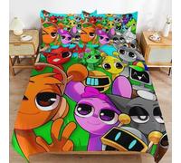 Sprunki 3-Piece Kids Bedding Set - Cartoon Duvet Cover with 2 Pillowcases for Boys & Girls, Soft Polyester, Easy Care (A,173 * 218cm) (H,203 * 228cmcm)