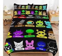 Sprunki 3-Piece Kids Bedding Set - Cartoon Duvet Cover with 2 Pillowcases for Boys & Girls, Soft Polyester, Easy Care (A,173 * 218cm) (I,228 * 228cm)