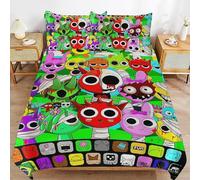 Sprunki 3-Piece Kids Bedding Set - Cartoon Duvet Cover with 2 Pillowcases for Boys & Girls, Soft Polyester, Easy Care (A,173 * 218cm) (E,203 * 228cmcm)