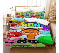 Sprunki Customised Duvet Cover Set Breathable Soft Polyester 3D Printed Cute Cartoon Game Bedding Set for All Seasons Personalised Hypoallergenic Fade Resistant Machine Washable Single(140x200cm)