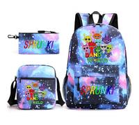 Sprunki Kids Backpack 3-piece set a 17-inch book bag, a satchel, and a pen bag for everyday use on campus (A4)